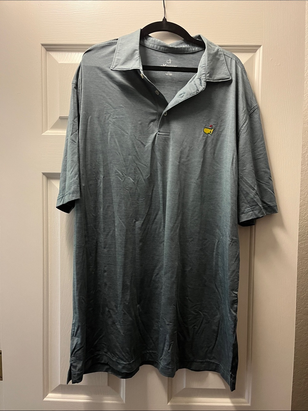 Master Short Sleeve golf Shirt in Slate Blue stripe